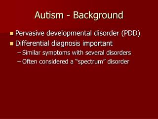 Autism - Background