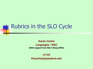 Rubrics in the SLO Cycle