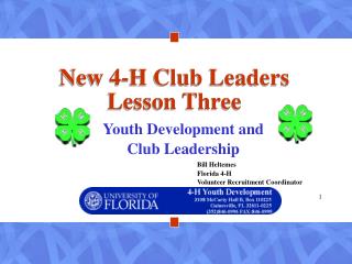 New 4-H Club Leaders Lesson Three