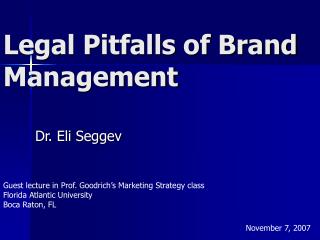 Legal Pitfalls of Brand Management