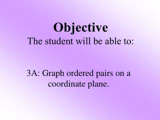 Objective The student will be able to: