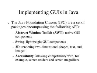 Implementing GUIs in Java