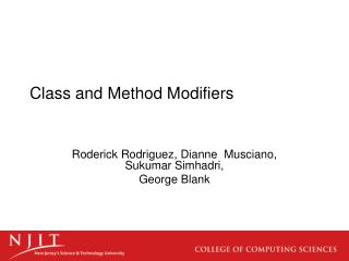 Class and Method Modifiers