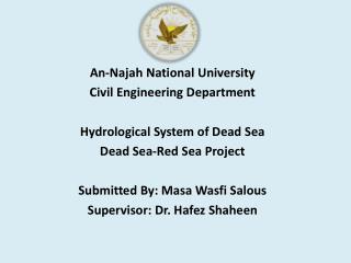 An-Najah National University Civil Engineering Department Hydrological System of Dead Sea