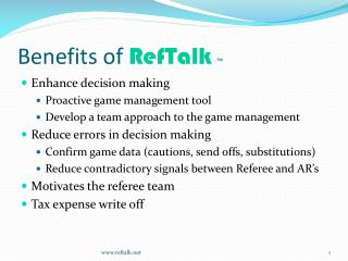 Benefits of RefTalk ™
