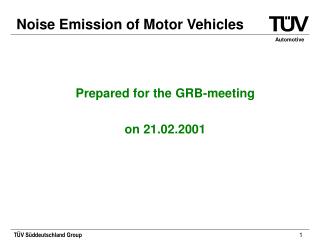 Noise Emission of Motor Vehicles