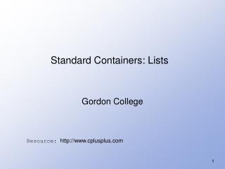 Standard Containers: Lists