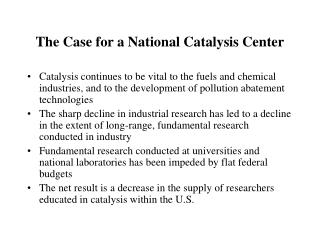 The Case for a National Catalysis Center