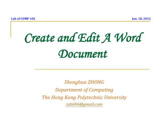 Create and Edit A Word Document