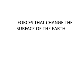 FORCES THAT CHANGE THE SURFACE OF THE EARTH