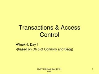 Transactions & Access Control