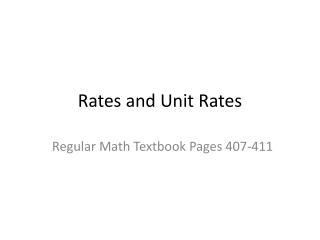 Rates and Unit Rates