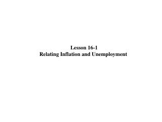 Lesson 16-1 Relating Inflation and Unemployment