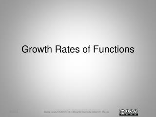 Growth Rates of Functions