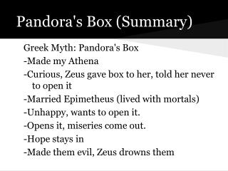 Pandora's Box (Summary)