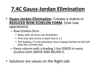 7.4C Gauss-Jordan Elimination