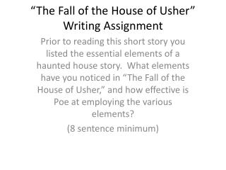 “The Fall of the House of Usher” Writing Assignment