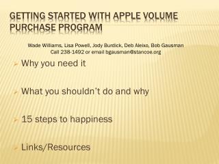 GETTING STARTED WITH Apple Volume Purchase program