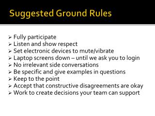 Suggested Ground Rules