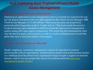 Packt Publishing Book Proposal API and Mobile Access Managem