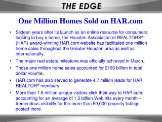 One Million Homes Sold on HAR.com