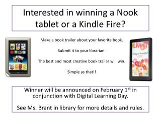 Interested in winning a Nook tablet or a Kindle Fire?