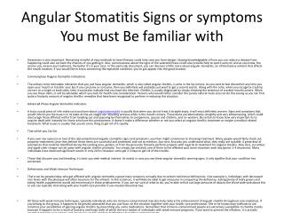Angular Stomatitis Signs or symptoms You must Be familiar wi