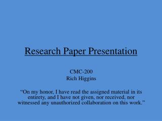 PPT - Research Paper Presentation PowerPoint Presentation, free ...