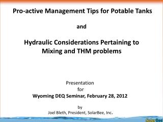 Presentation for Wyoming DEQ Seminar, February 28, 2012 by