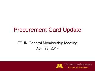 Procurement Card Update