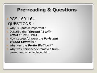 Pre-reading & Questions