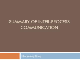 Summary of inter-process communication