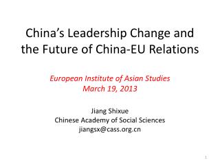 Jiang Shixue Chinese Academy of Social Sciences jiangsx@cass.org.cn