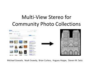 Multi view stereo for community photo collections