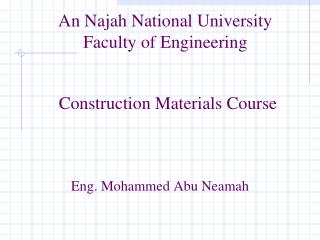 An Najah National University Faculty of Engineering