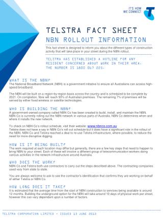 TELSTRA FACT SHEET
