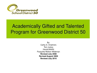 Academically Gifted and Talented Program for Greenwood District 50