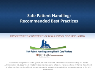 Safe Patient Handling: Recommended Best Practices