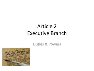 Article 2 Executive Branch