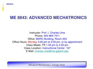 ME 8843: ADVANCED MECHATRONICS