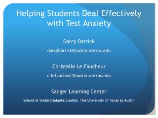 Helping Students Deal Effectively with Test Anxiety