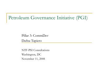 Petroleum Governance Initiative (PGI)