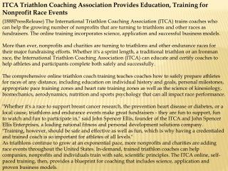 ITCA Triathlon Coaching Association Provides Education, Trai