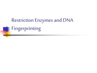 Restriction Enzymes and DNA Fingerprinting