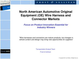 "Wire harnesses and connectors are mature products, but changes in vehicle content and design may bring new opportu