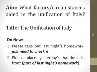 Do Now: Please take out last night’s homework, just need to check it .