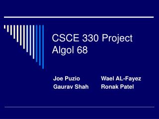CSCE 330 Project Algol 68