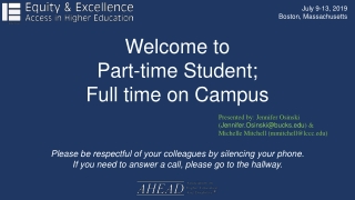Welcome to Part-time Student; Full time on Campus