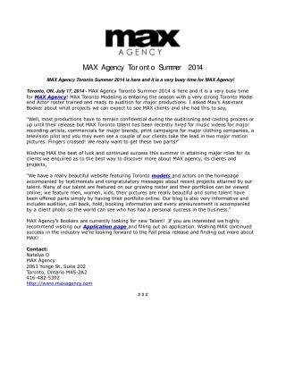 MAX Agency Toronto Summer 2014