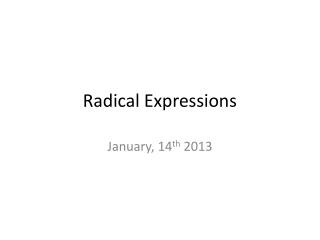 Radical Expressions